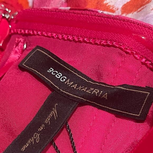 NWT BCBGMAXAZRIA Pink Begonia Sateen Floral Strapless Cocktail Dress Size 8 - Picture 5 of 7